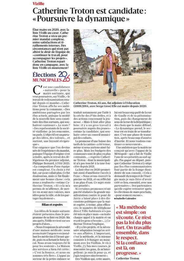 📰 Le Dauphiné Libéré : « Poursuivre la dynamique »